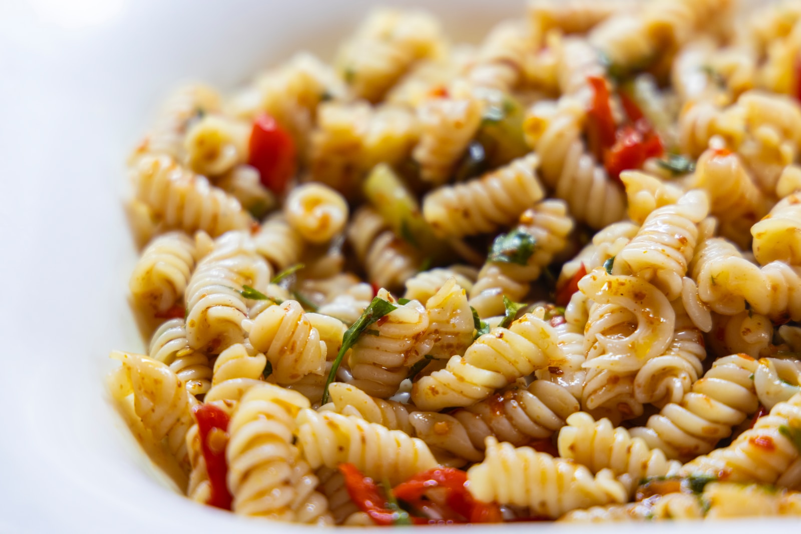 pasta dish on white ceramic bowl